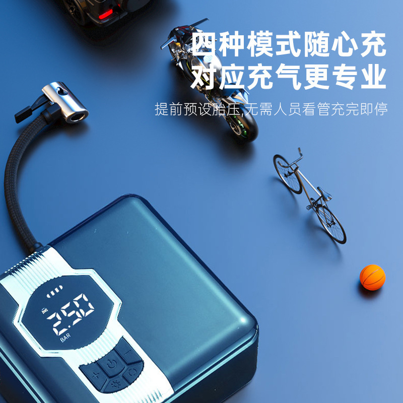 Máy bơm khí nén di động xuyên biên giới xe điện mini có đèn cảnh báo lốp nhỏ có số hiệu cháy bằng sóng vô tuyến