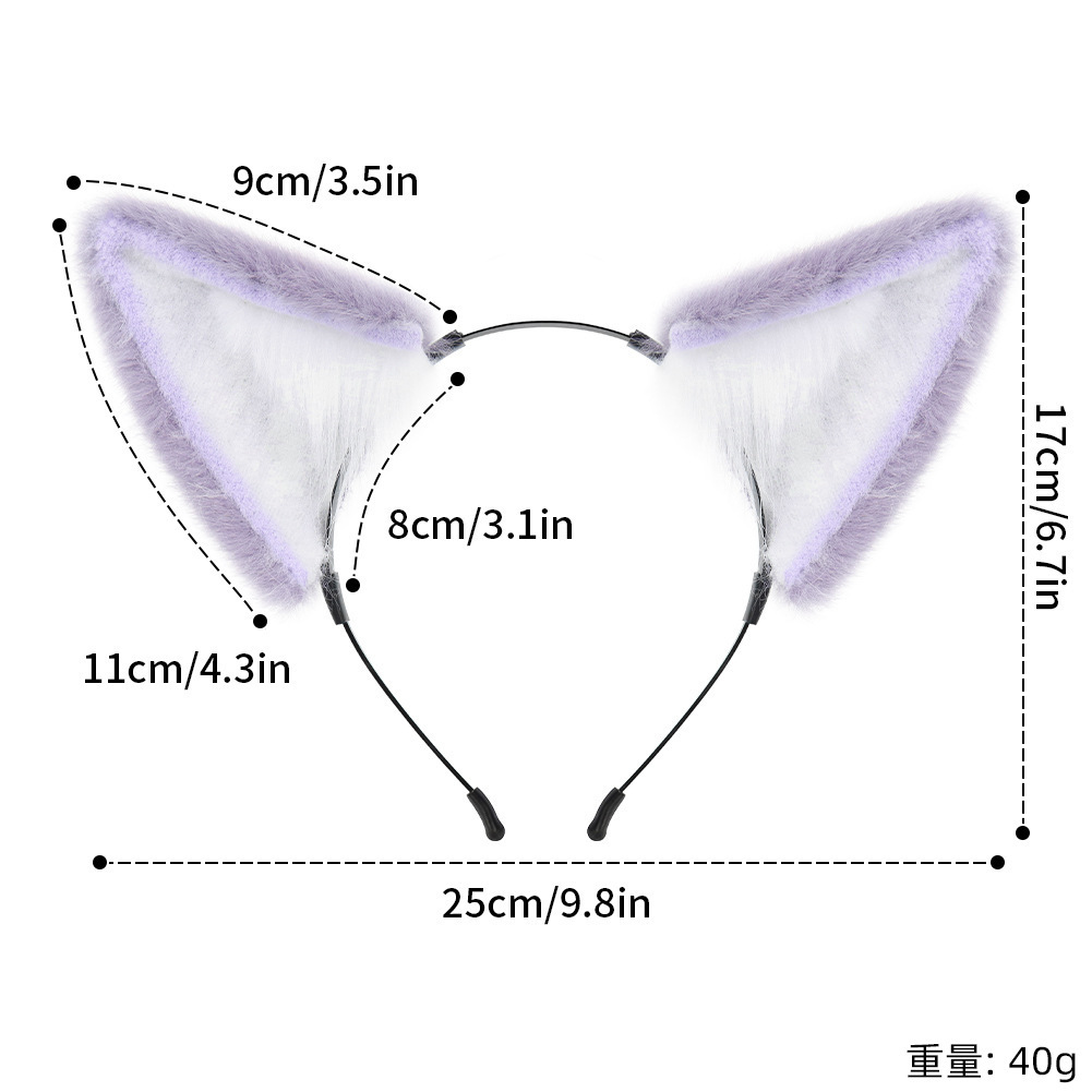一件代发狐狸耳朵发箍仿真兽耳日系手作发夹可爱毛绒cos道具头饰