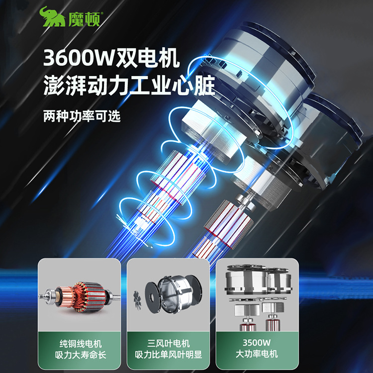 魔頓工業吸塵器3600W大吸力工廠車間粉塵強力大功率商用機100L