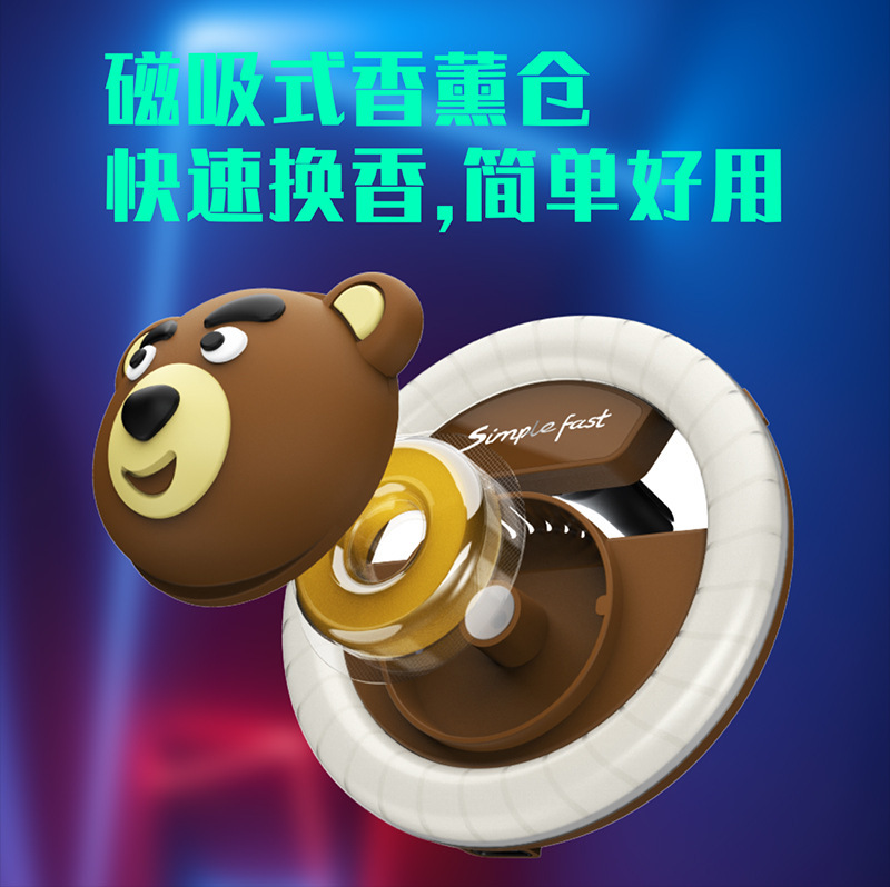 畅销汽车高档香薰 出风口除异味香膏卡通熊创意车载香薰摆件定制