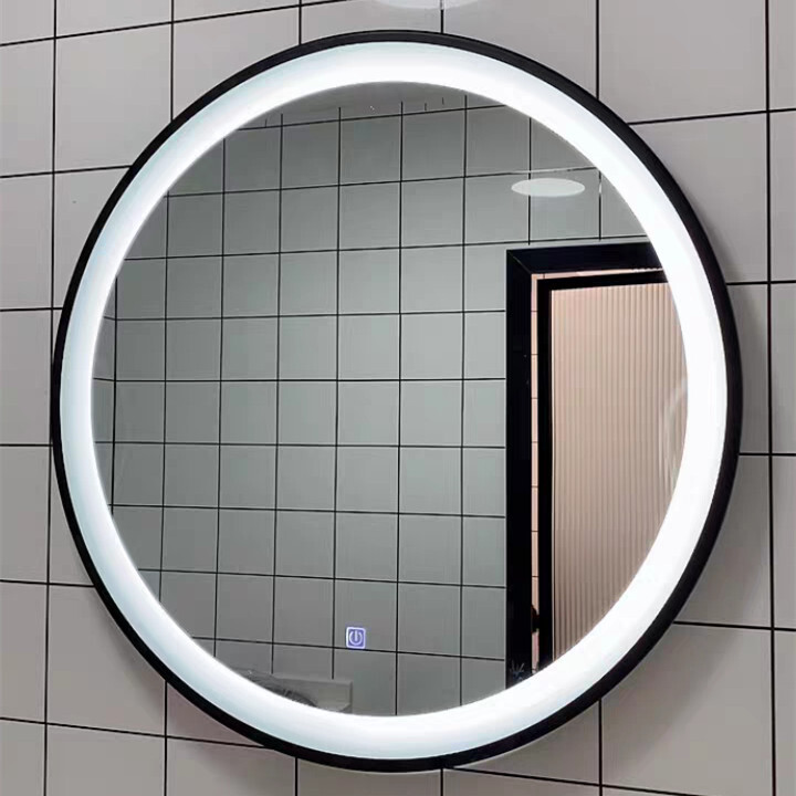 A European-style make-up mirror with a modern bathroom mirror.