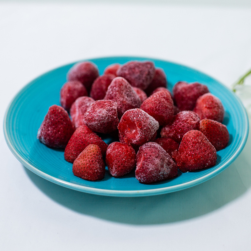 Frozen ice. Strawberry cake. Frozen berries.