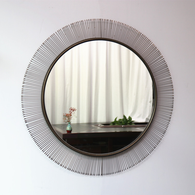 The hotel customised the copper round decorative mirror stainless steel frame.