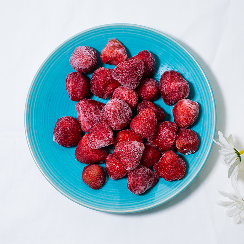 Frozen ice. Strawberry cake. Frozen berries.