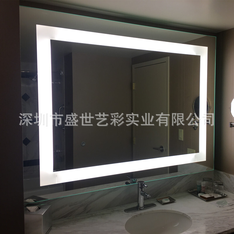 Large-sized smart bathroom mirror with a light-protected shower mirror touch screen