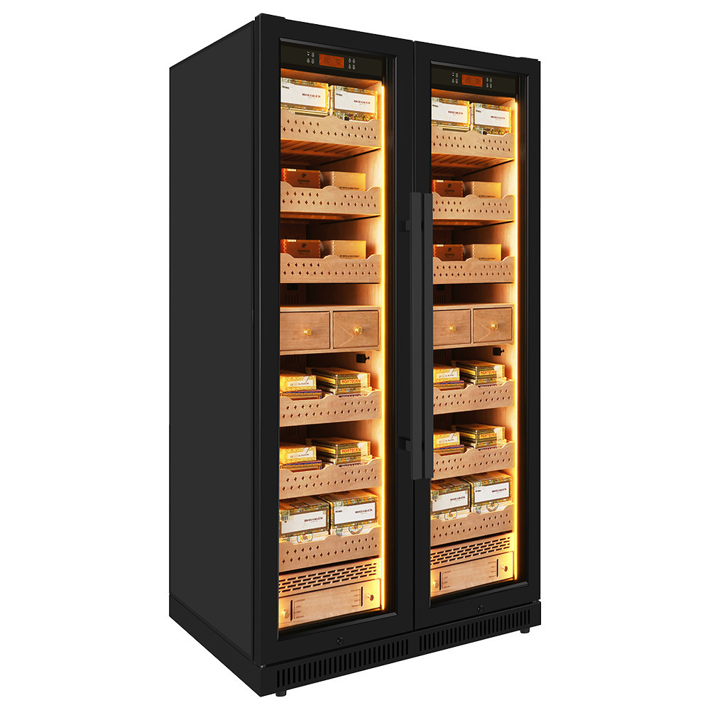 One and a half meters of double-door cigar cabinets, a hot, wet-stamp-in-the-condenser.