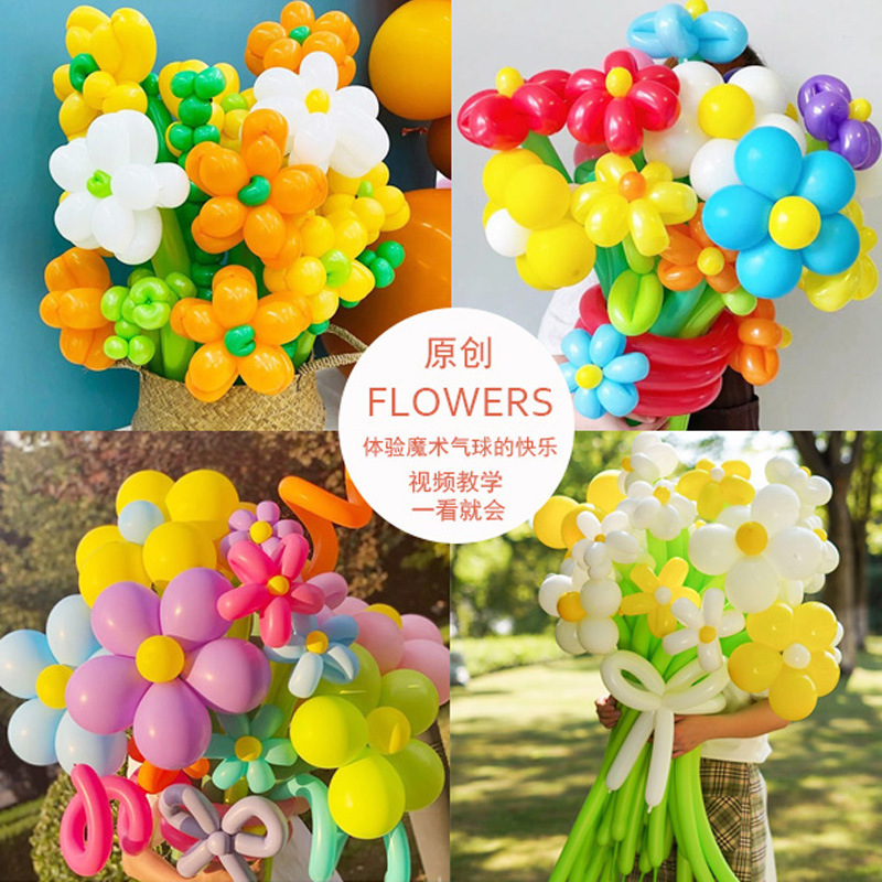 Web-based red-ins rose-forming balloon flowers with decorative diy materials for the birthday scene