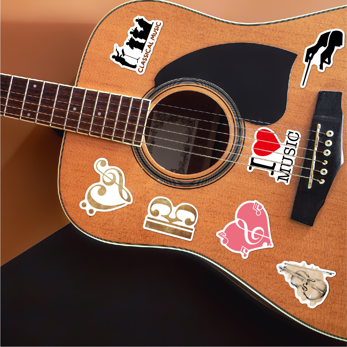 100 máy tính xách tay của các nhãn âm nhạc, cây guitar chống thấm nước.