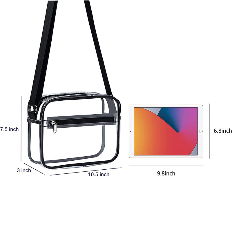 Direct sales of transparent PVC small package with one-shoulder slash and pocket money for the stadium concert.