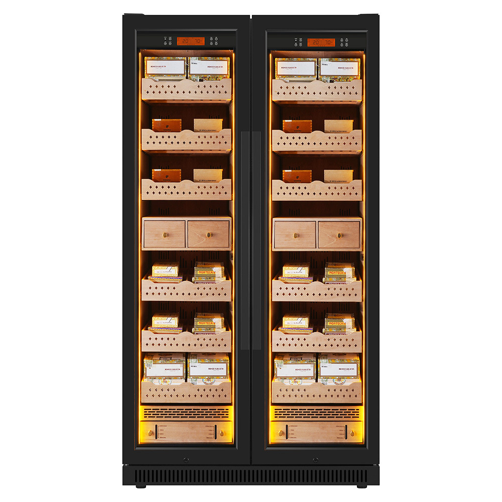 One and a half meters of double-door cigar cabinets, a hot, wet-stamp-in-the-condenser.