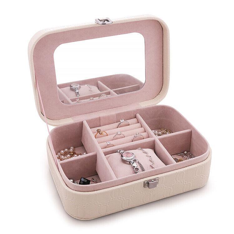 Fashion with a lock box with cosmetics in a box drawer with a mirror necklace box.