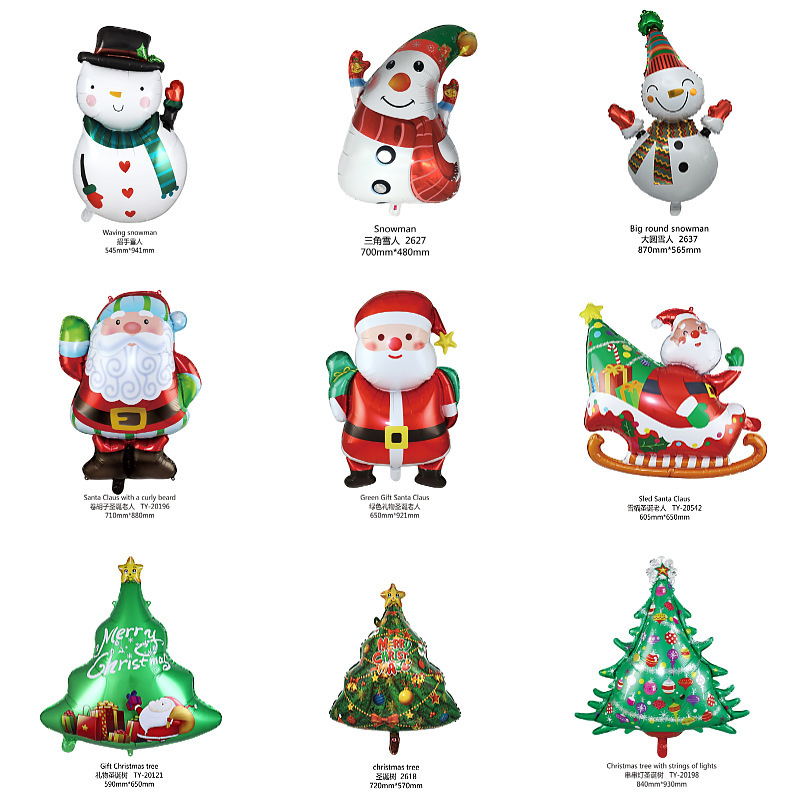 Cross-border Santa Claus Aluminum Balloon, Snowman Christmas vibe decorated aluminum balloon.