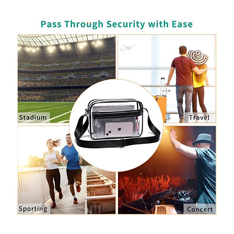 Direct sales of transparent PVC small package with one-shoulder slash and pocket money for the stadium concert.