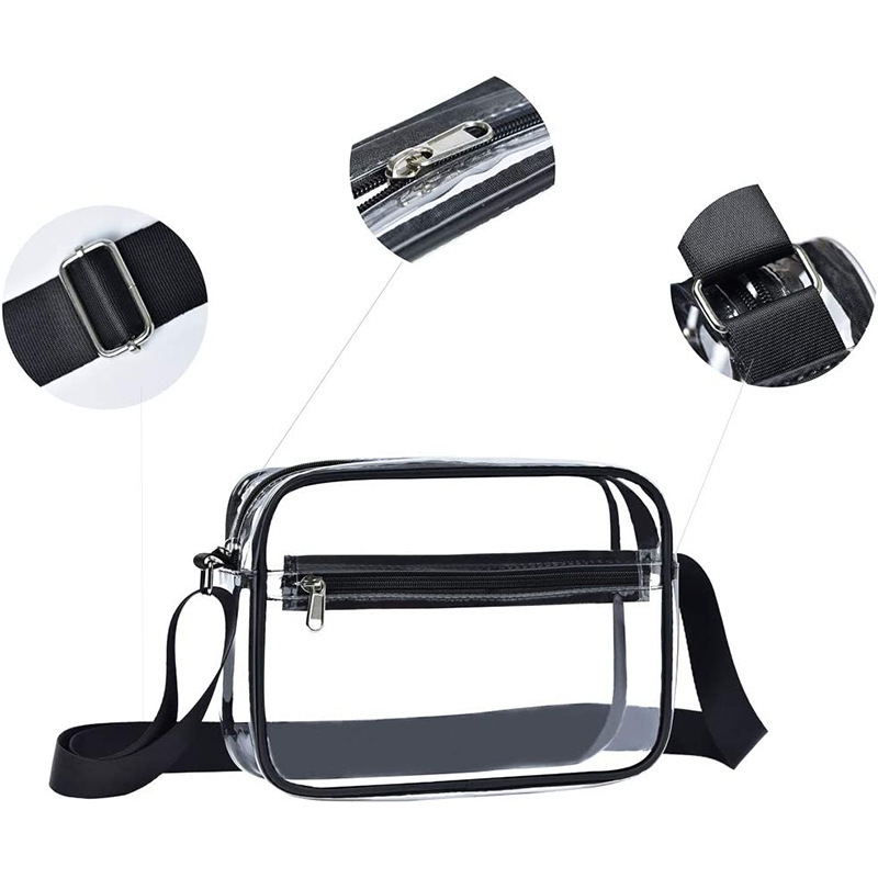 Direct sales of transparent PVC small package with one-shoulder slash and pocket money for the stadium concert.