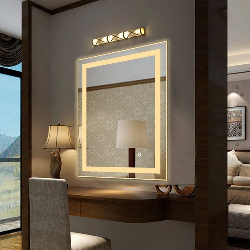 Hotel custom square bathroom mirror walled LED lights with blast-proof film and fog removal