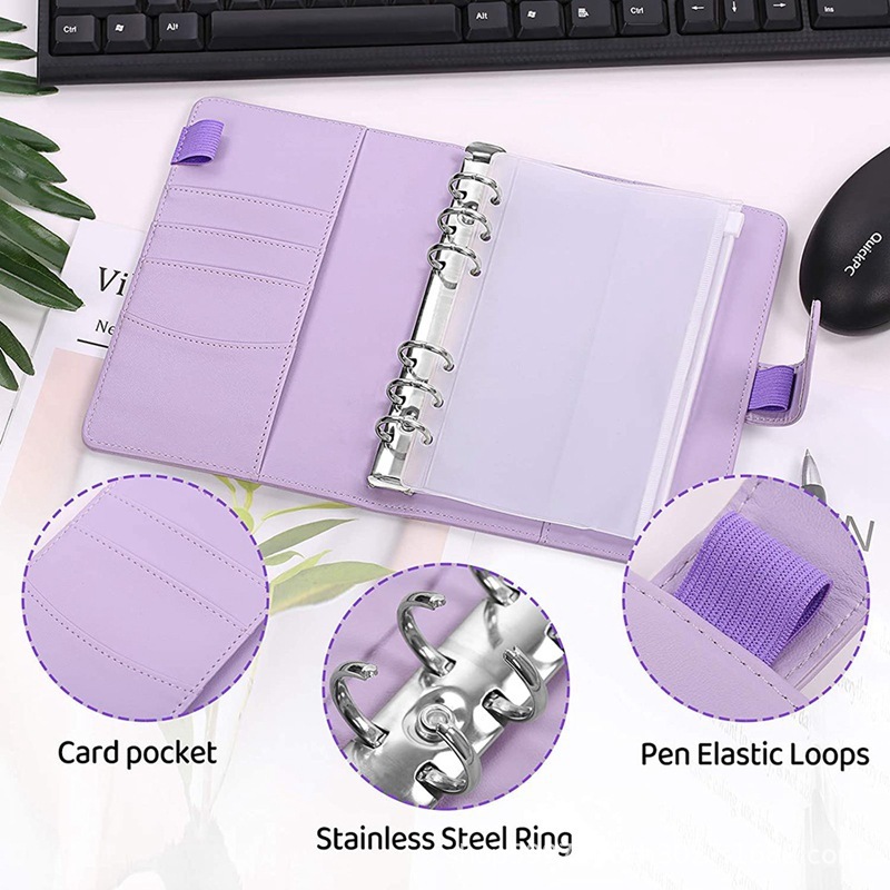 Tờ giấy ngang hàng A6 với sách chi tiêu Makalon Sổ tay da PU giấy bạc