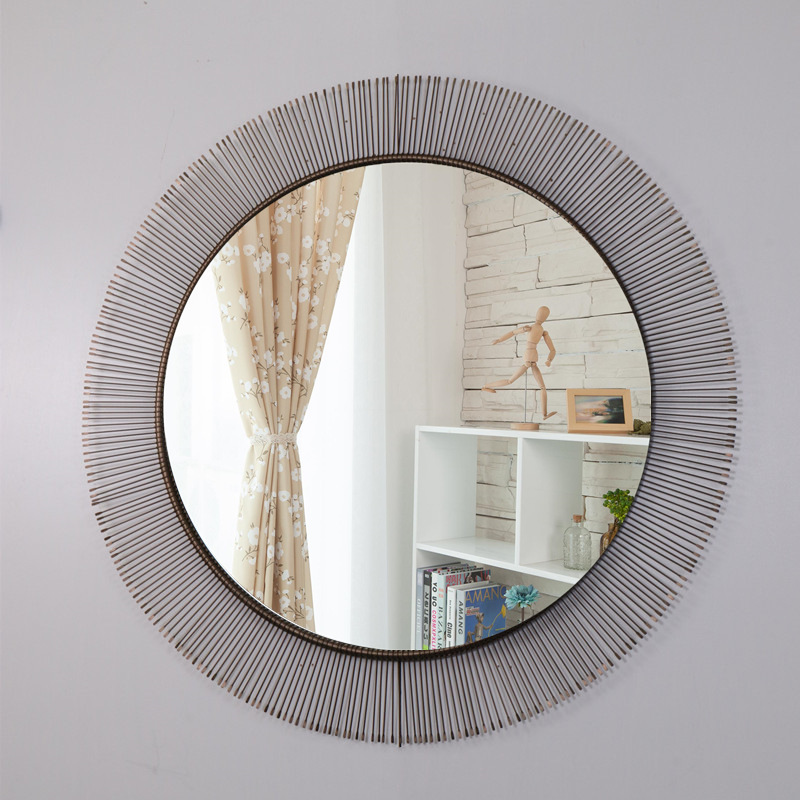 The hotel customised the copper round decorative mirror stainless steel frame.