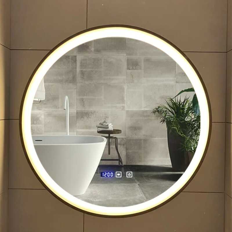 A European-style make-up mirror with a modern bathroom mirror.