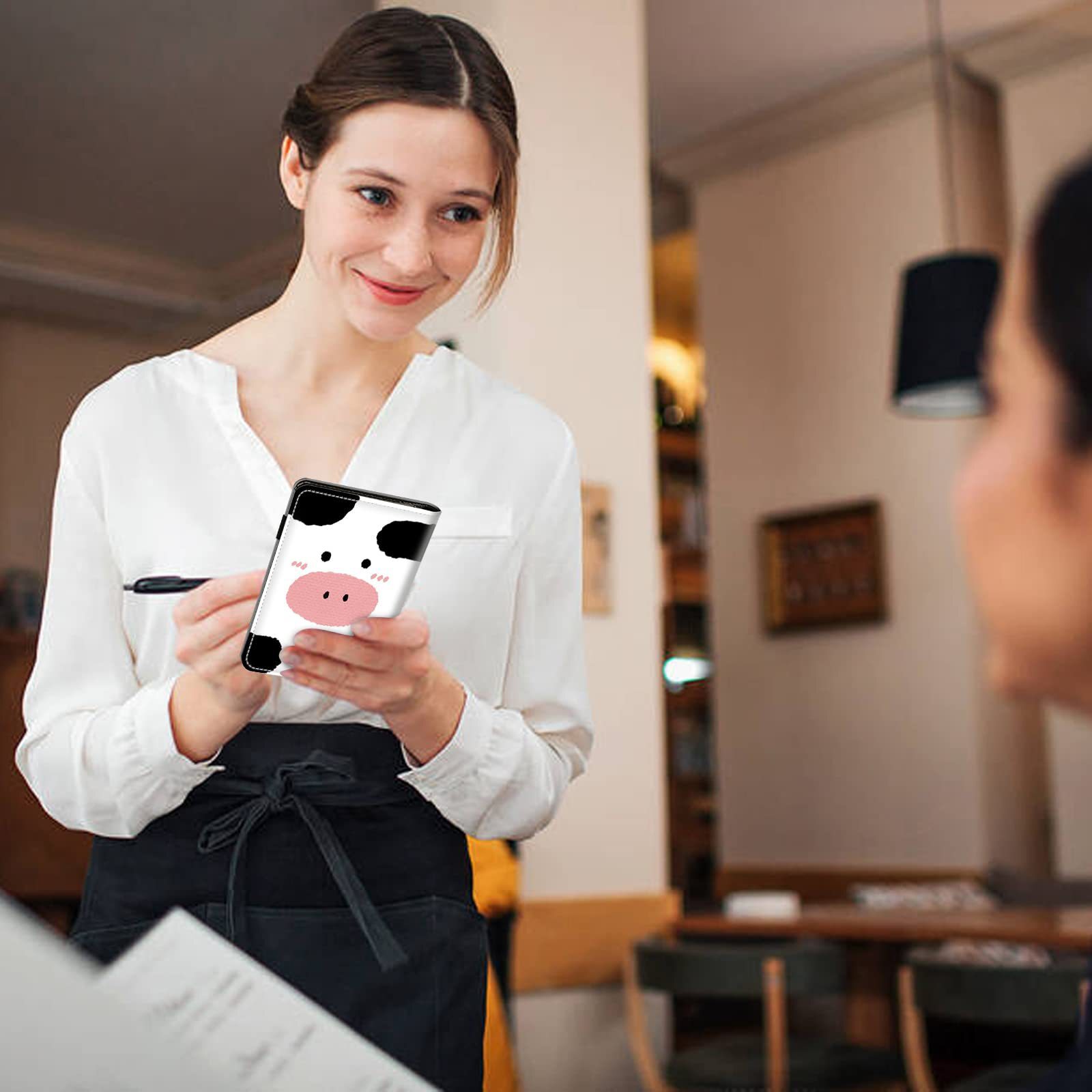 Đặt hàng chéo cho chúng tôi và ví của bồi bàn Mỹ, thực đơn bo, sách phục vụ khách sạn.
