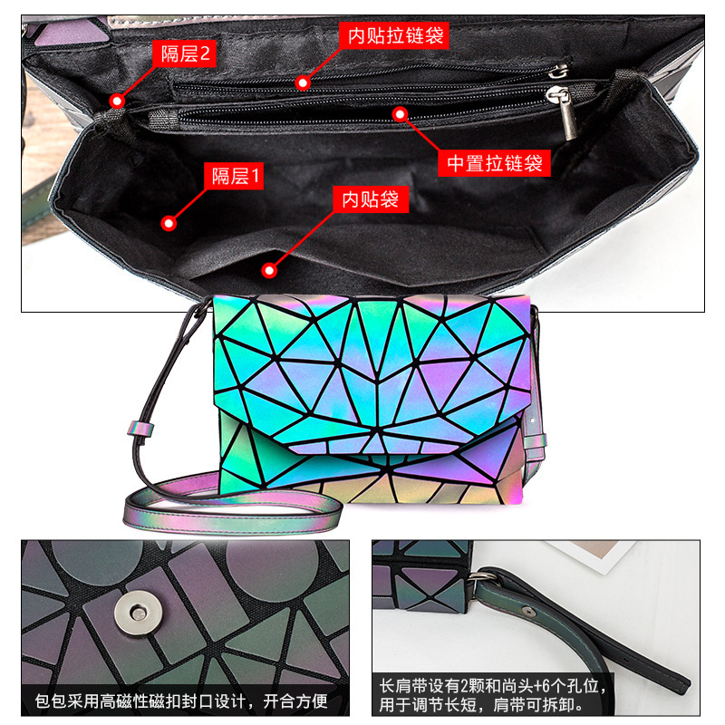 Envelope bag, night-light triangle, one hand-out of 2022 new cross-border fashion makeup bag.