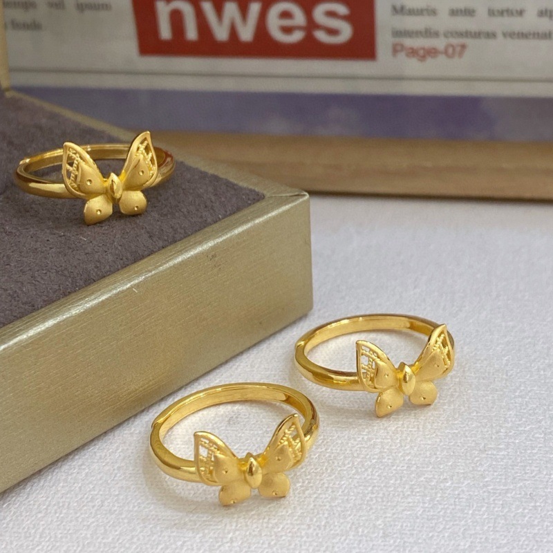 Gold wholesale 5G gold butterflies ring 999 full gold material in the evading princess ring female gold ring