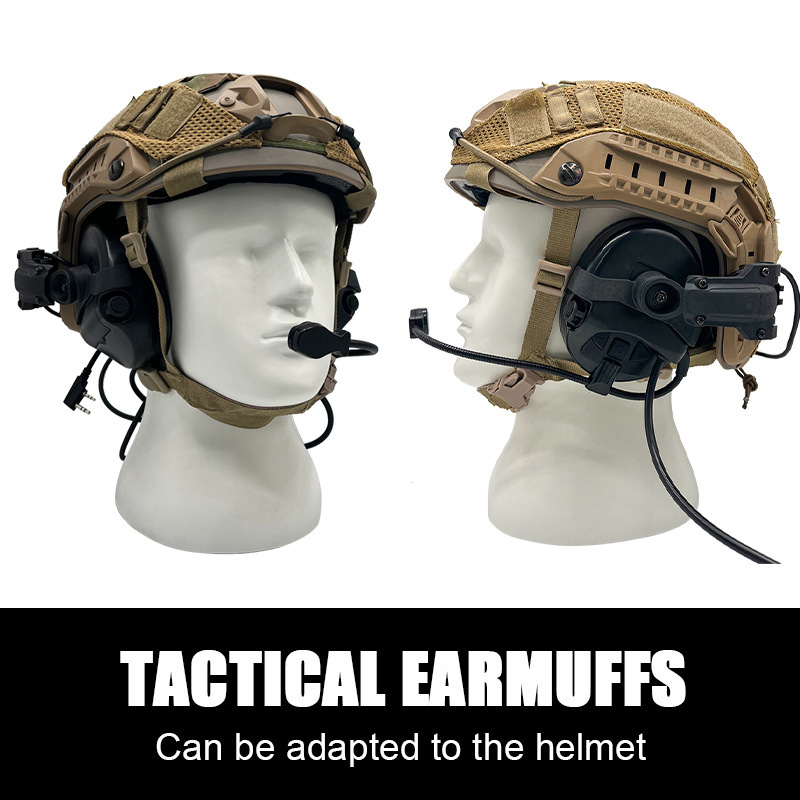 Tactical noise-tunnel electronic sound-gathering shield tactical helmet sound-proofing ear-covered helmets, noise-mitch machines