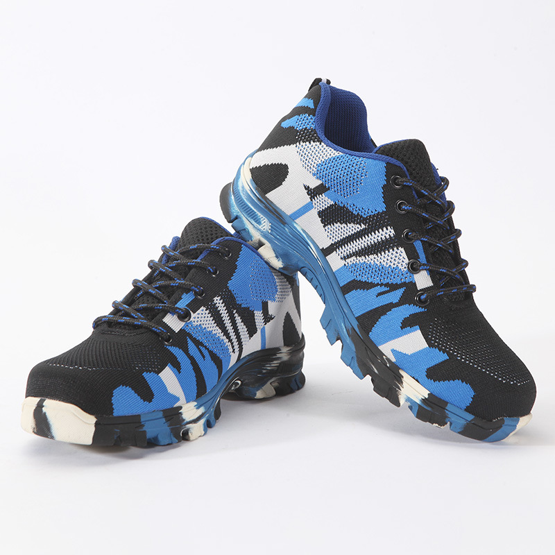 A man with a pair of sneakers in his summer airs to protect himself from stabbing through steel.