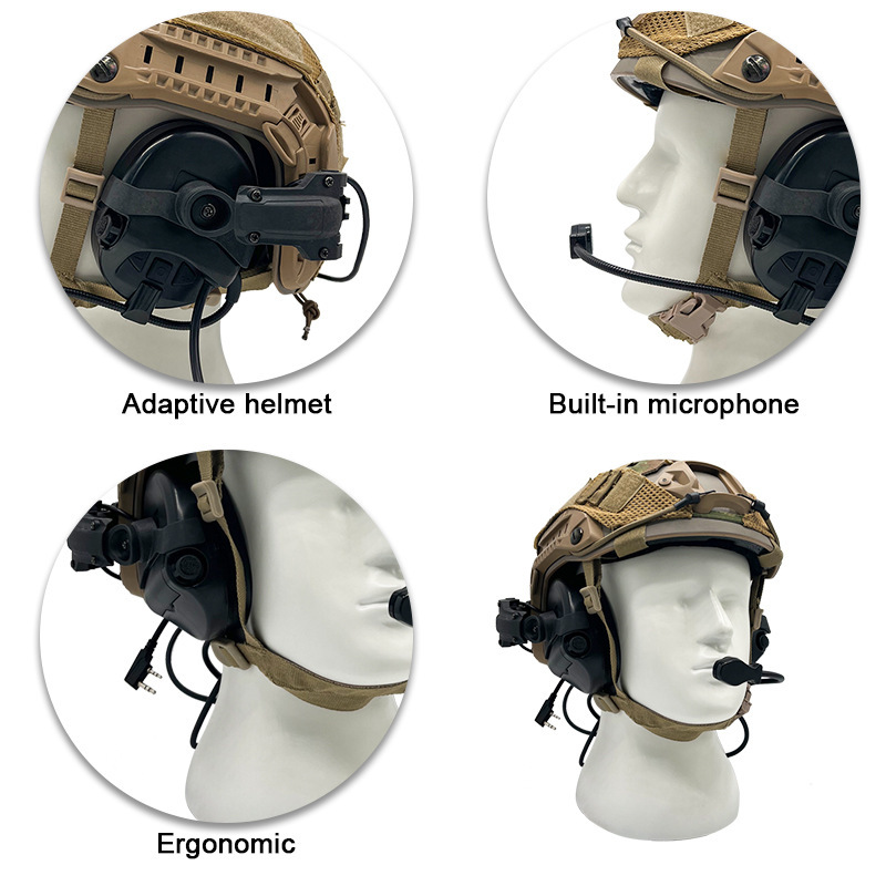 Tactical noise-tunnel electronic sound-gathering shield tactical helmet sound-proofing ear-covered helmets, noise-mitch machines