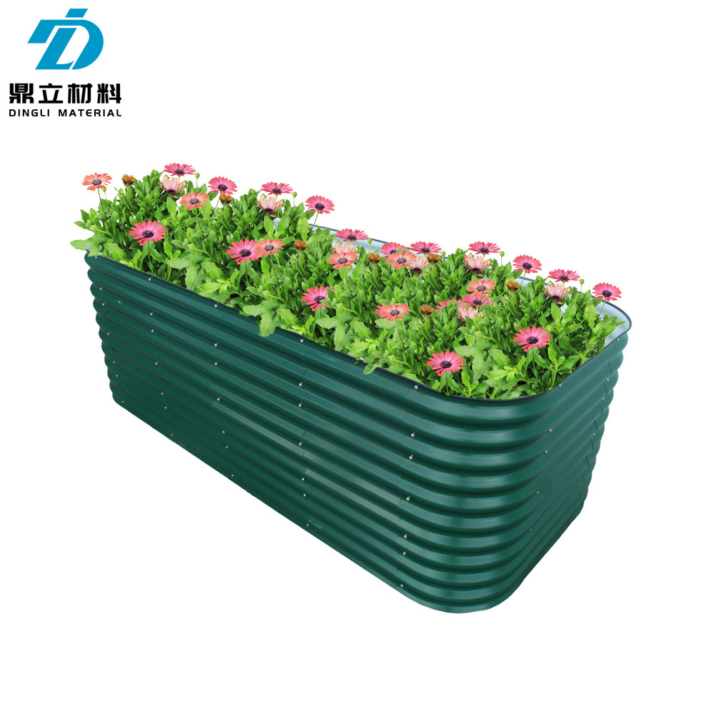 Outdoor greening combination, 32 inches, 12 in one metal gardening box, green plant.