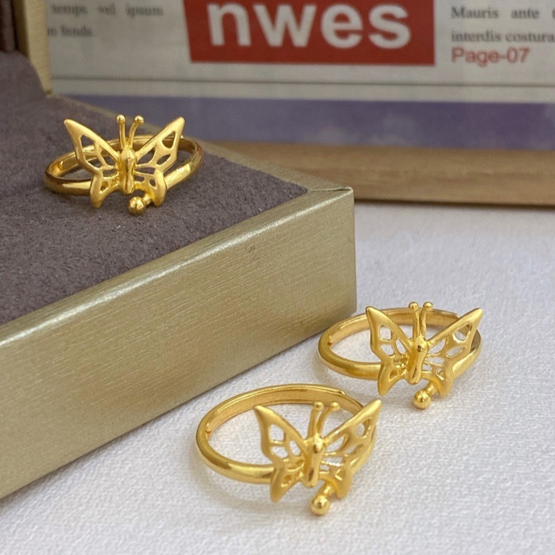 Gold wholesale 5G gold butterflies ring 999 full gold material in the evading princess ring female gold ring