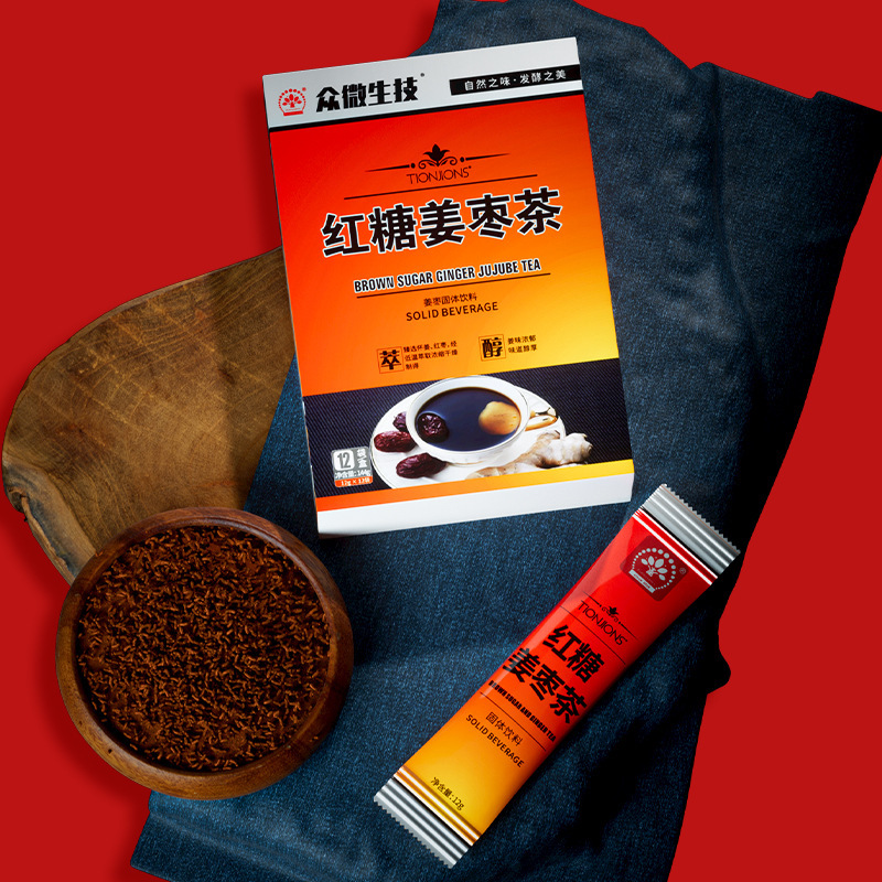 Cream ginger date tea, 144g/box of quick-melted ginger and soup Aunt ginger date tea.