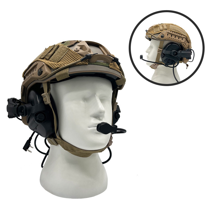 Tactical noise-tunnel electronic sound-gathering shield tactical helmet sound-proofing ear-covered helmets, noise-mitch machines