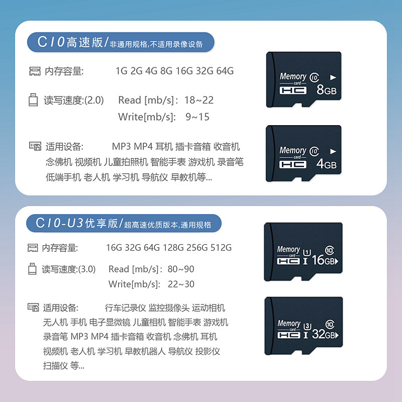 廠家直銷 8G內存卡16g監控行車記錄儀32G TF卡4g手機 64G相機128G