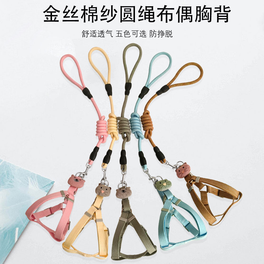 The golden-thong pets dog tow the dog chain, small dog to walk the dog's chest belt factory wholesale.