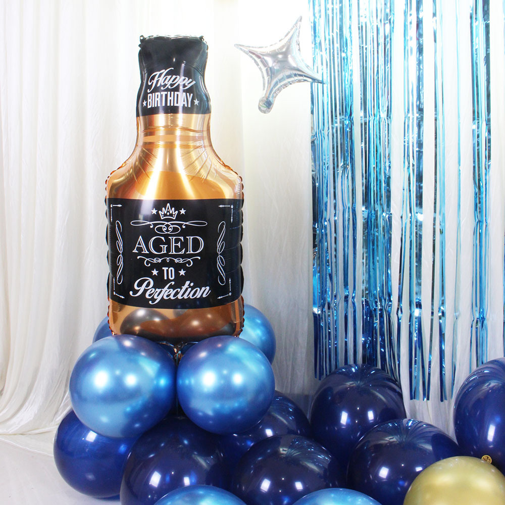 Cross-border Blue Balloon Chain Flag Whiskey Chain Suite party decoration site setup