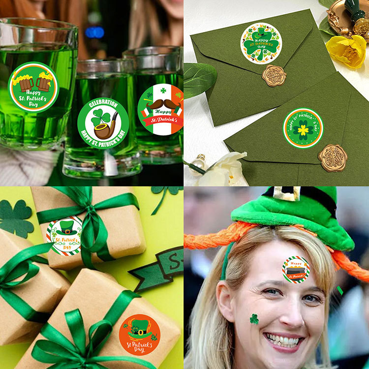 Nhãn tròn ngày lễ St. Patrick.