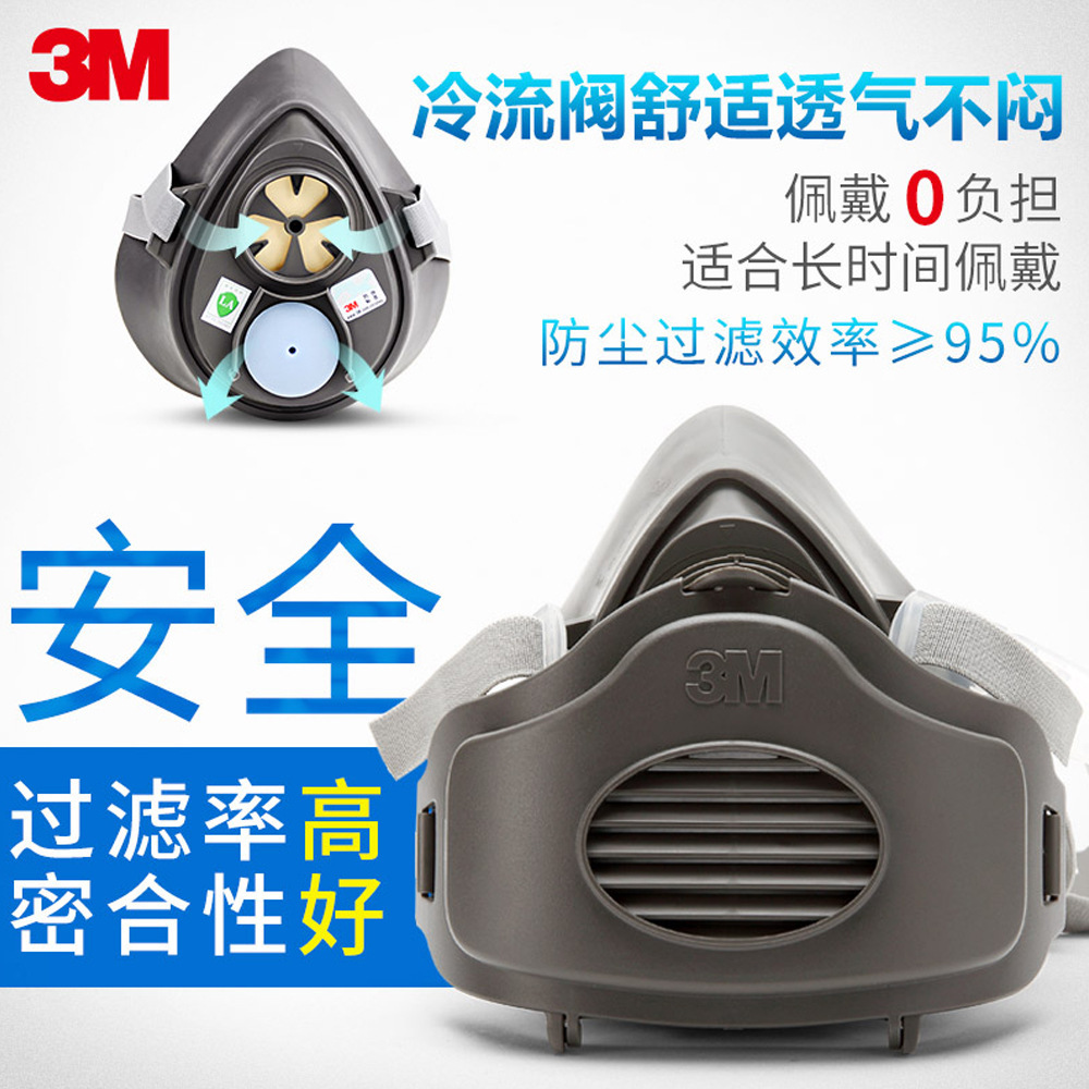 3M3200防尘面具易呼吸防尘面罩防粉尘喷漆防烟工业口罩3700承接座