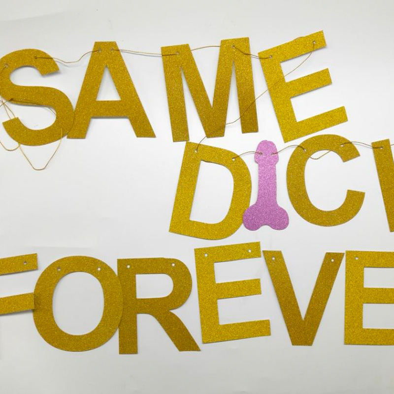 廠家現貨批發單身派對趣味拉旗裝飾SAME DICK FOREVER字母橫幅