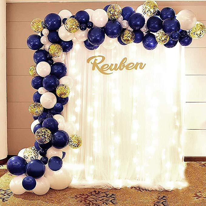 The 102 pcs Navy Blue Night Blue Balloon Chain Blue Balloon Suite birthday party decoration.