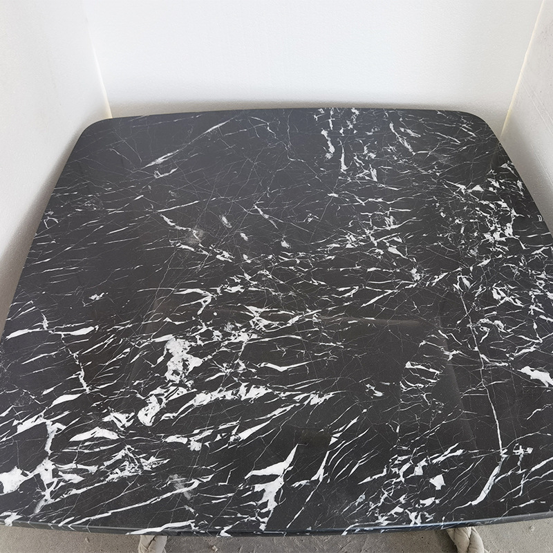 Natural black and white marble tabletops, Italian black furniture table with background wall footlines as required.