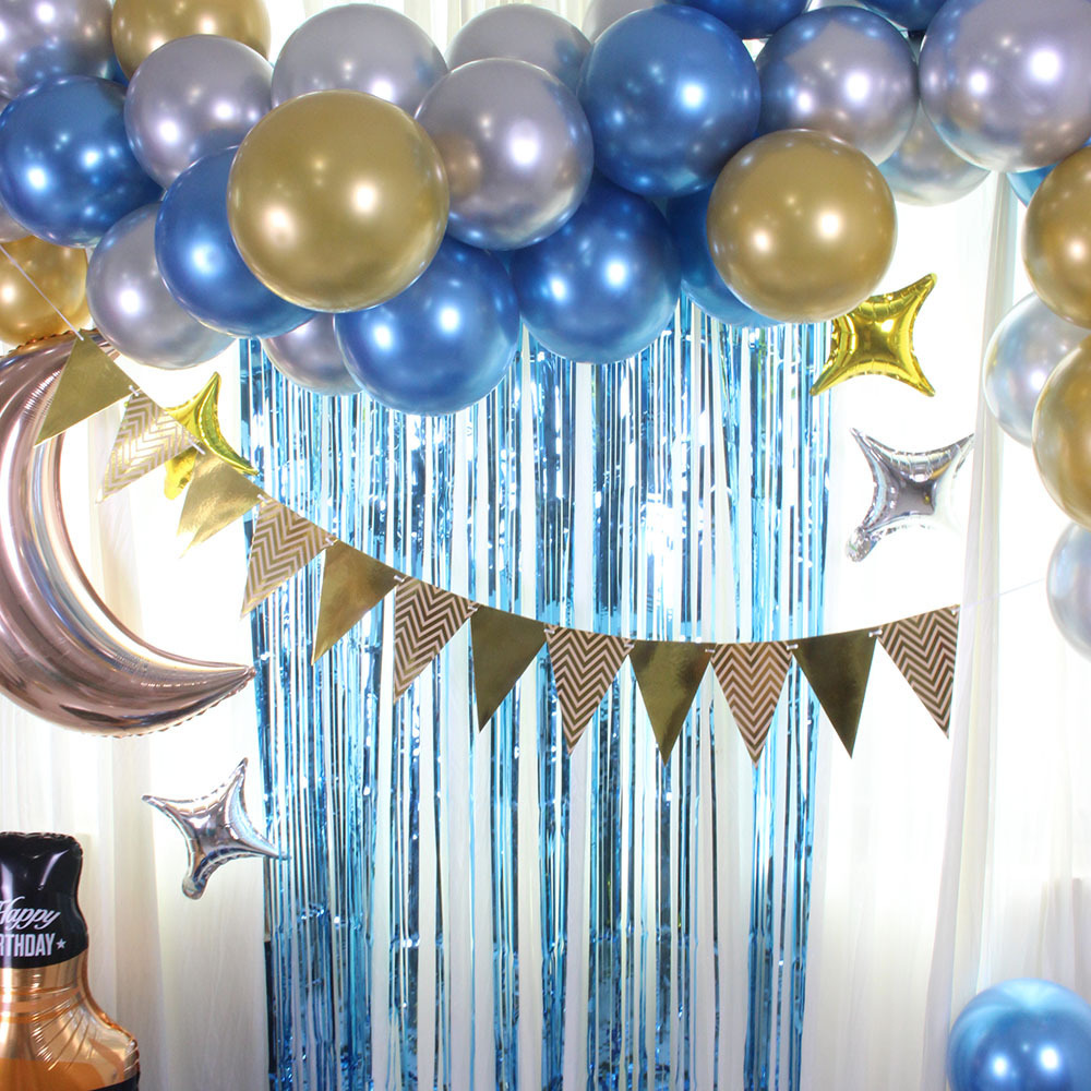 Cross-border Blue Balloon Chain Flag Whiskey Chain Suite party decoration site setup