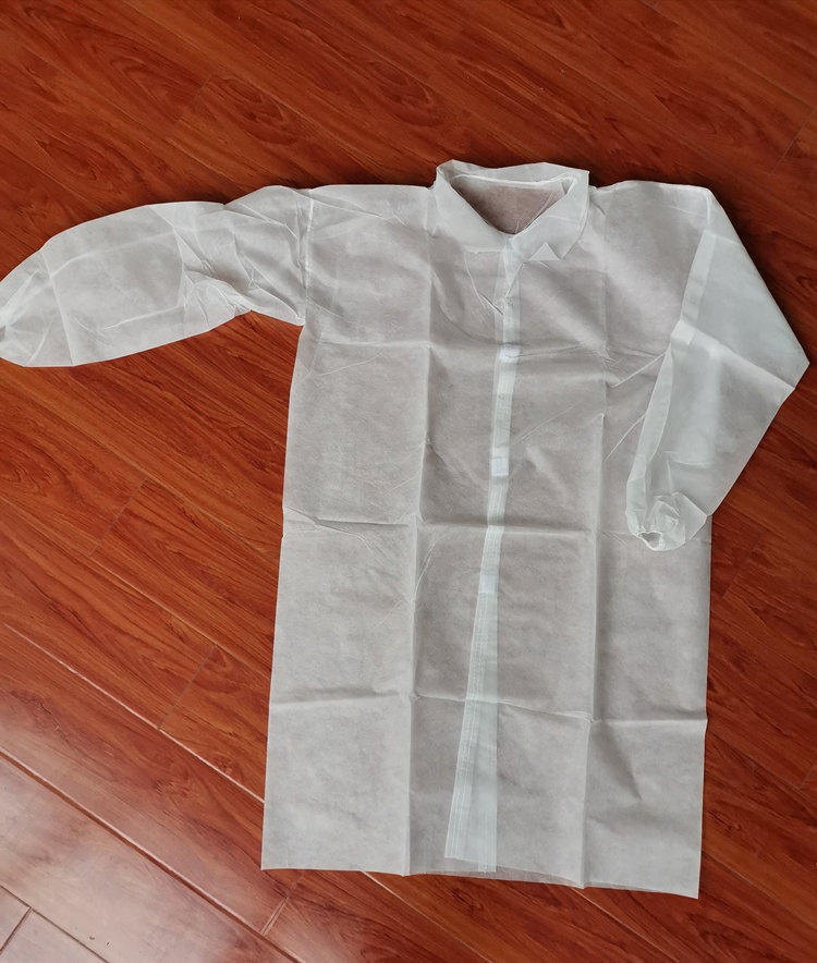 现货一次性无纺布白大褂工作实验服车间防尘参观服洁净服魔术贴