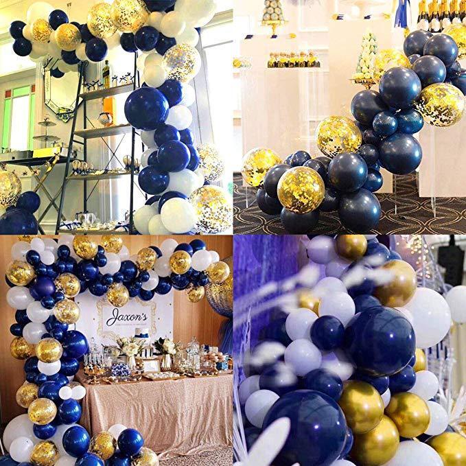 The 102 pcs Navy Blue Night Blue Balloon Chain Blue Balloon Suite birthday party decoration.