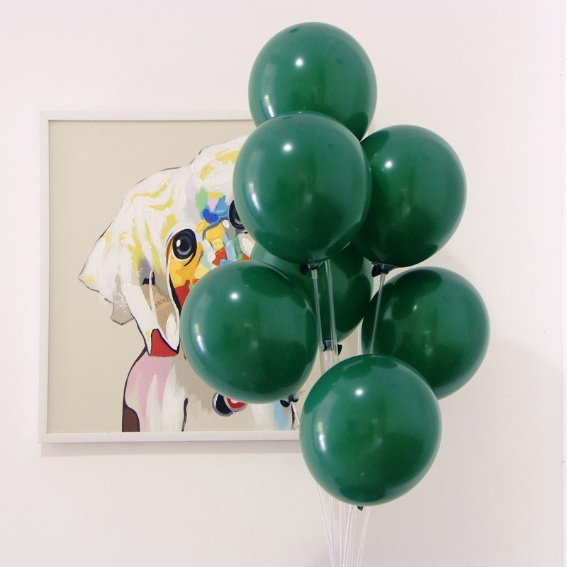 Ten inches of green balloons for the birthday party.