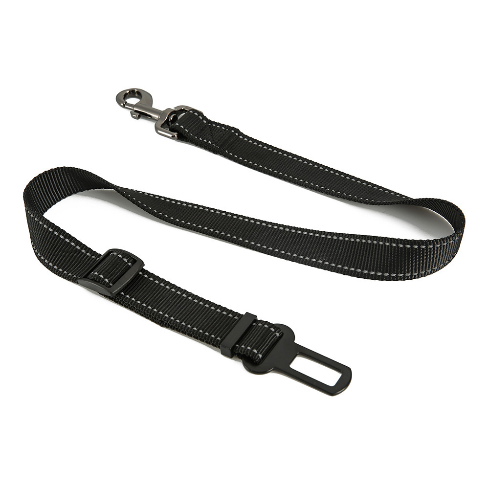 Con chó ngồi dây an toàn kéo nylon để làm bánh ngô cho thú nuôi.