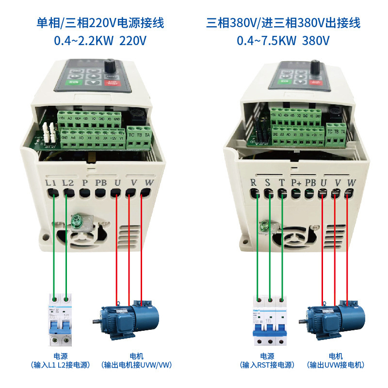 变频器0.4KW0.75KW单相220V1.5KW2.2KW3.7KW水泵恒压供水三相380V