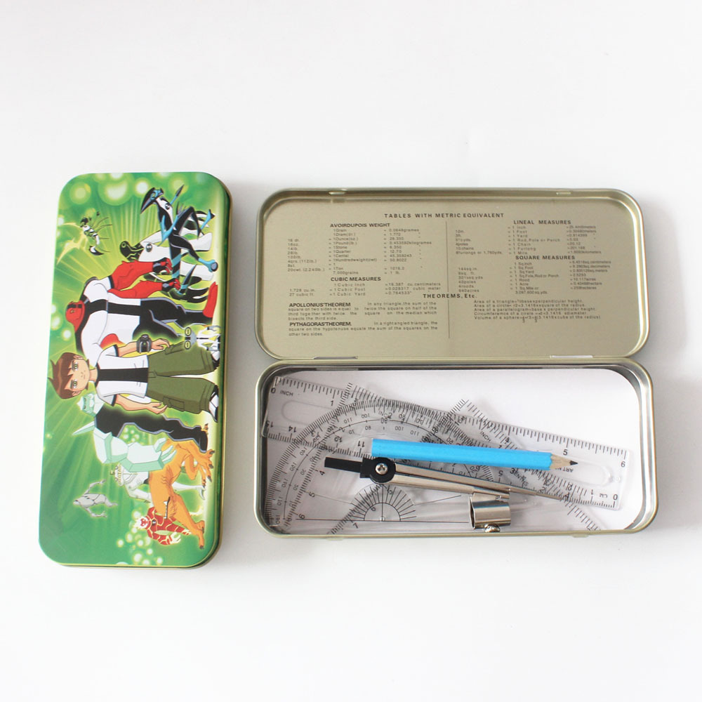 Specialized in the production of a mathematic kit for cartoon stationery, and a pedestal metal plastic set of ruler sets