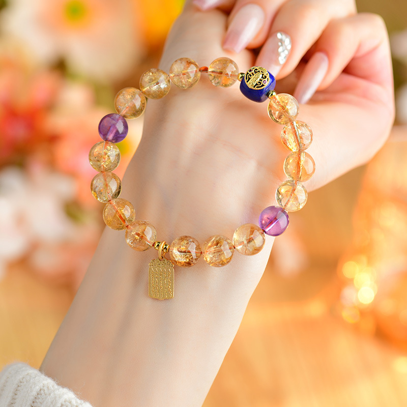 Wholesale of the natural yellow, yellow, black and blue crystal chains of light and luxuriant luxuries of luxuries, a gift from a girl's girlfriend.