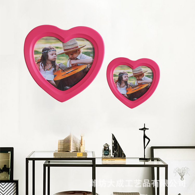 Cardiac frame irregular wood frame, home decorated background wall hanging, spot wholesale heart frame