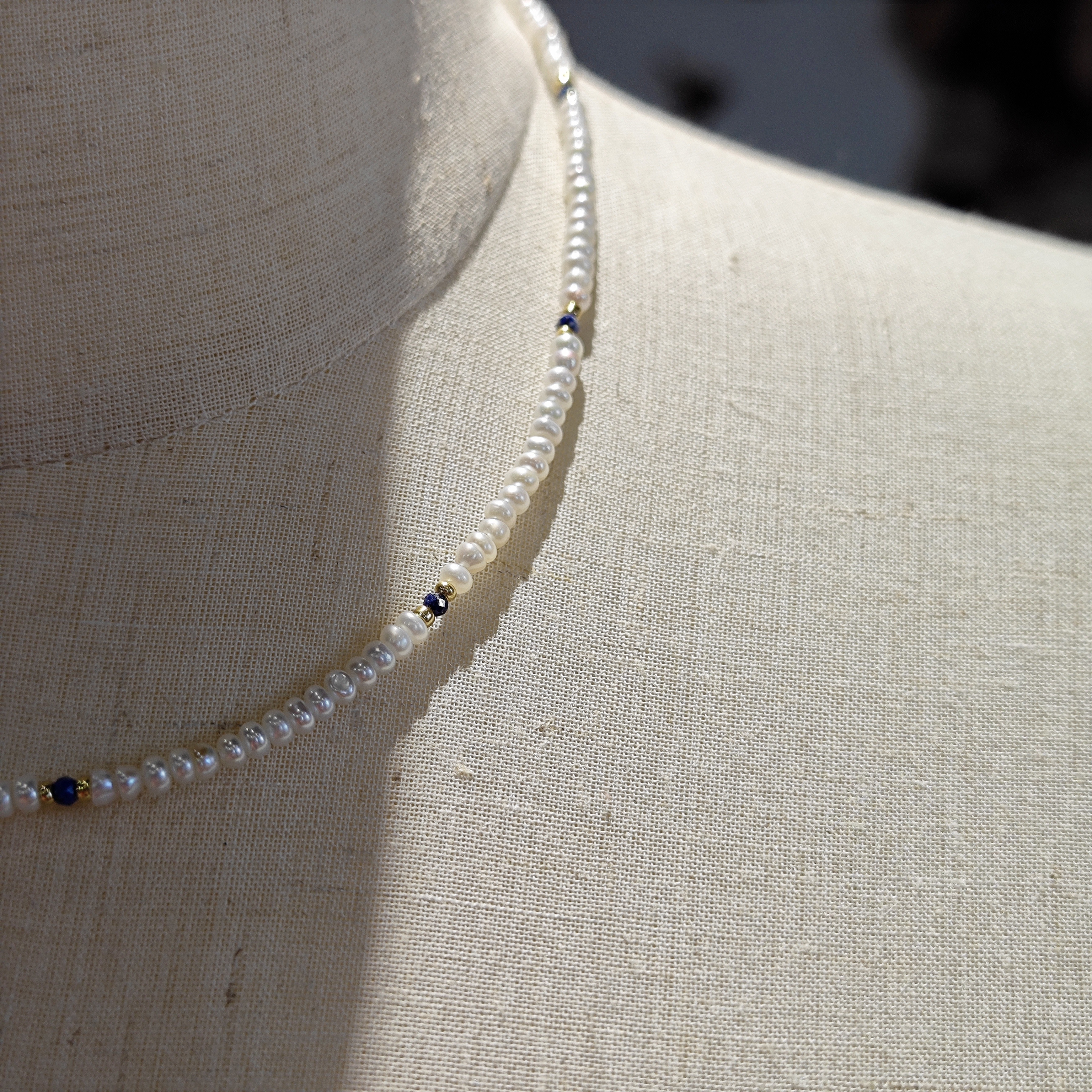 Qing-ya-studio, the pearl necklace is about a chain, and the rice pearls design the sensory condensers.
